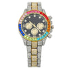 Fashion Women's Watch With Round Dial Alloy Case And Titanium Metal Clasp Set With Colored Diamonds