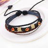 Fashion Woven Leather Bracelet With Diamond And Animals Zodiac Pattern For Men And Women
