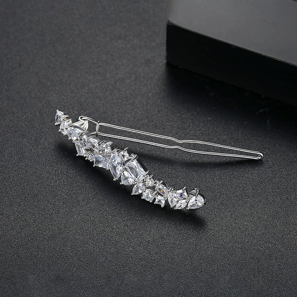 Fashion Zircon Copper Hairpin Geometric Side Clip For Women Bridal Hair Accessory Gift