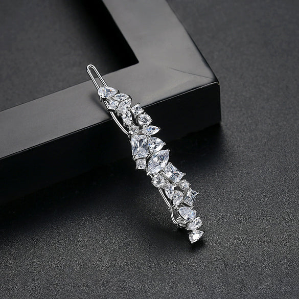 Fashion Zircon Copper Hairpin Geometric Side Clip For Women Bridal Hair Accessory Gift