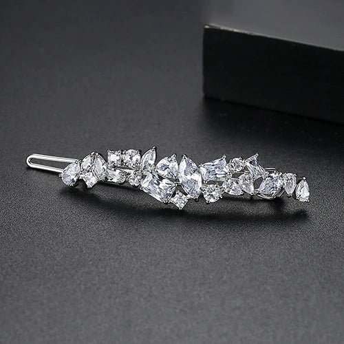 Fashion Zircon Copper Hairpin Geometric Side Clip For Women Bridal Hair Accessory Gift