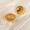 Fashionable All Match Golden Round Glossy Hollow Geometric Titanium Steel Electroplated Earrings For Women