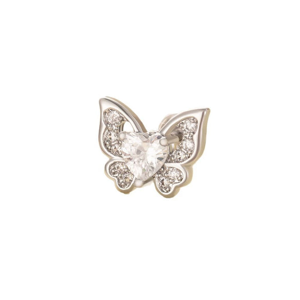 Fashionable Allmatch Butterfly Ear Nail For Women Light Luxury Style Copper With Zircon And Diamond Animals Zodiac Design