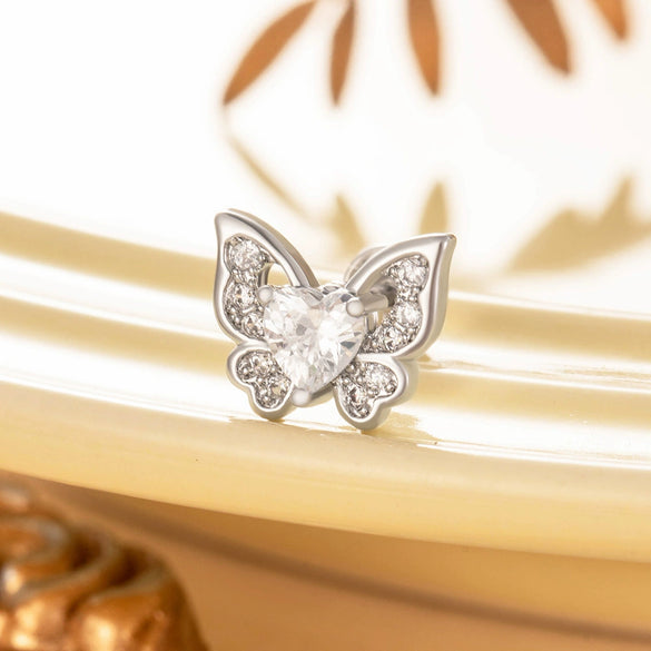 Fashionable Allmatch Butterfly Ear Nail For Women Light Luxury Style Copper With Zircon And Diamond Animals Zodiac Design