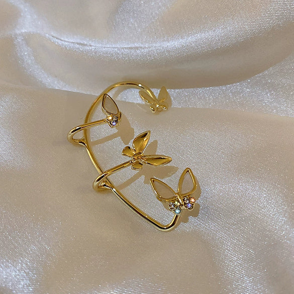 Fashionable Alloy Butterfly And Bow Ear Clips For Women With Diamond Treatment Process