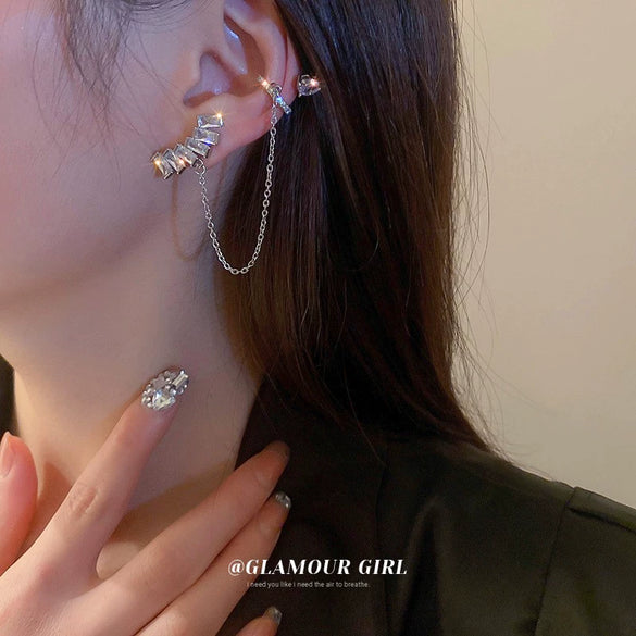 Fashionable Alloy Butterfly And Bow Ear Clips For Women With Diamond Treatment Process