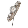 Fashionable Alloy Case Stainless Steel Strap Oval Dial Women's Pearl Thin Belt Fritillary Quartz Watch With Spiral Crown And Ordinary Glass Mirror