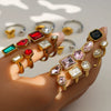 Fashionable Antique Electroplated Geometric Natural Semiprecious Stone Hexagonal Rhombus Ring Unisex Accessories