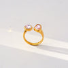 Fashionable Antique Electroplated Geometric Natural Semiprecious Stone Hexagonal Rhombus Ring Unisex Accessories