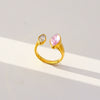 Fashionable Antique Electroplated Geometric Natural Semiprecious Stone Hexagonal Rhombus Ring Unisex Accessories
