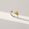 Fashionable Antique Electroplated Geometric Natural Semiprecious Stone Hexagonal Rhombus Ring Unisex Accessories