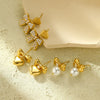Fashionable Bow Titanium Steel And Stainless Steel Earrings For Women With Electroplating Treatment And Zircon Inlay