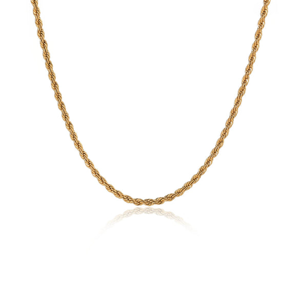 Fashionable Braided Keel Flower Basket Chain Stainless Steel Goldplated Necklace For Women
