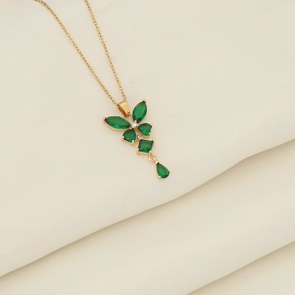 Fashionable Butterfly Tassel Pendant Copper Stainless Steel Electroplated Necklace