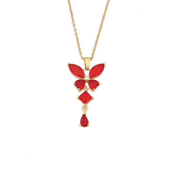 Fashionable Butterfly Tassel Pendant Copper Stainless Steel Electroplated Necklace