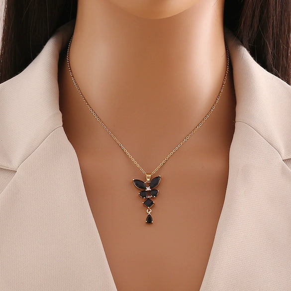 Fashionable Butterfly Tassel Pendant Copper Stainless Steel Electroplated Necklace
