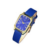 Fashionable Casual Leather Women's Square Quartz Watch And Rhinestone Jewelry Set With Stainless Steel And Pu Materials
