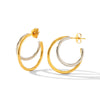 Fashionable Colorblocked Doublelayer Cshaped Titanium Steel Women's Earrings With Geometric Style And Electroplating Design