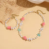 Fashionable Colorful Conch And Starfish Beaded Necklace And Bracelet Set With Imitation Pearls Porcelain Pendant Sea Life Pattern Electroplating For Women