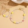 Fashionable Colorful Conch And Starfish Beaded Necklace And Bracelet Set With Imitation Pearls Porcelain Pendant Sea Life Pattern Electroplating For Women