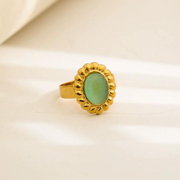 Fashionable Colorful Oildrip Geometric Stainless Steel Goldplated Titanium Steel Adjustable Open Ring For Unisex