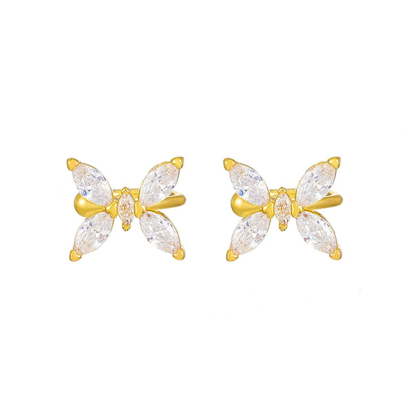 Fashionable Copper Zircon Butterfly Ear Clip For Women No Ear Holes With Animal Pattern