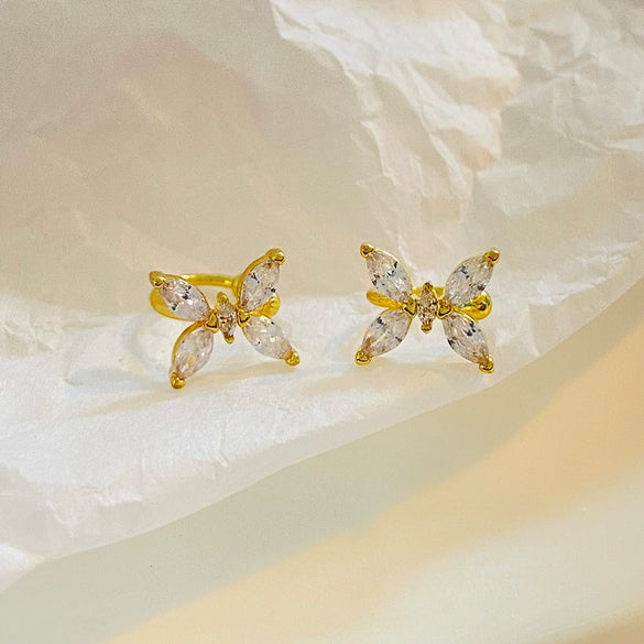 Fashionable Copper Zircon Butterfly Ear Clip For Women No Ear Holes With Animal Pattern