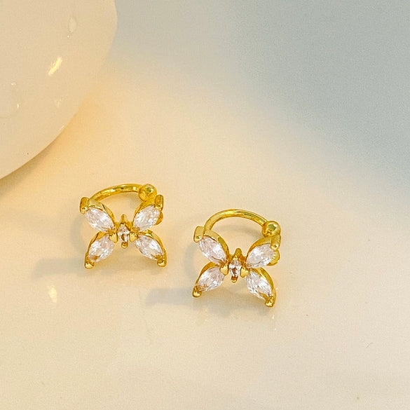 Fashionable Copper Zircon Butterfly Ear Clip For Women No Ear Holes With Animal Pattern