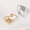 Fashionable Diamond Encrusted Star Shaped Stainless Steel Open Ring With Electroplating For Women Simple And Personalized Design