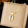 Fashionable Diamond Wing Pendant Stainless Steel Goldplated Necklace With Snake Bone Chain