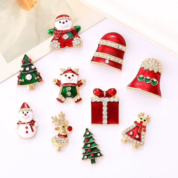 Fashionable Diamondencrusted Christmas Tree Zinc Alloy Clothing Accessories With Dripping Oil Process For Diy Snowman Clogs