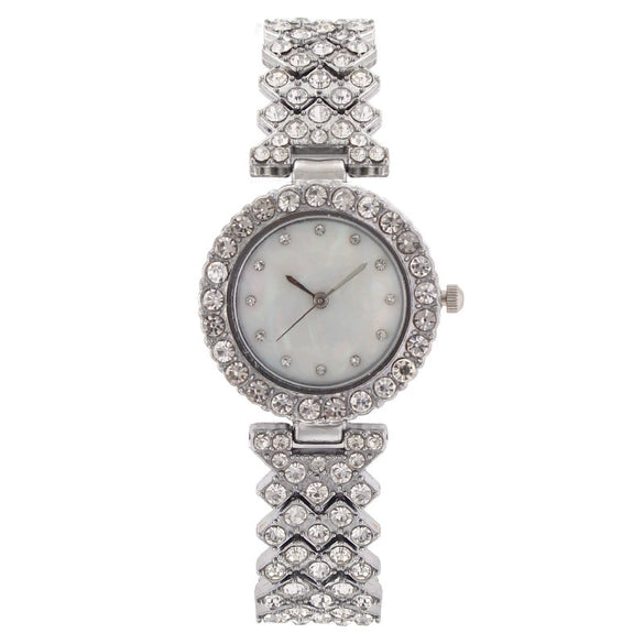 Fashionable Diamondencrusted Metal Shell Face Round Female Watch