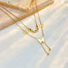 Fashionable Double Layer Frosted Three Dimensional Butterfly Tassel Clavicle Chain Necklace In Color Diamond Titanium Steel With Electroplating Geometric Pattern