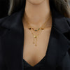 Fashionable Double Layer Frosted Three Dimensional Butterfly Tassel Clavicle Chain Necklace In Color Diamond Titanium Steel With Electroplating Geometric Pattern
