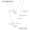 Fashionable Doublelayer Love Cnc Inlaid Zircon Stainless Steel And Titanium Steel Necklace With Geometric Design And Electroplating Treatment