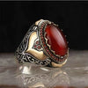 Fashionable Electroplated Metal Ring With Red Geometric Design And Round Shape For Women And Unisex Jewelry