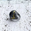 Fashionable Electroplated Metal Ring With Red Geometric Design And Round Shape For Women And Unisex Jewelry
