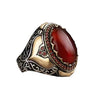 Fashionable Electroplated Metal Ring With Red Geometric Design And Round Shape For Women And Unisex Jewelry