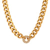 Fashionable Elegant Stainless Steel Bracelet With Geometric Donut Pendant And Cubic Zirconia Electroplated
