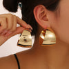 Fashionable Exaggerated Glossy Wide Brimmed Metal Earrings With Geometric Pattern Gold Plated By Electroplating For Women