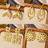 Fashionable Exaggerated Personality Fishtail Hollow Water Drop Geometric Shape Stainless Steel Earrings Stamping Process