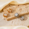 Fashionable Exquisite Gold Electroplated Titanium Steel Copper Earrings With Crown Pattern And Super Flash Zircon