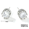 Fashionable Exquisite Gold Electroplated Titanium Steel Copper Earrings With Crown Pattern And Super Flash Zircon