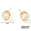 Fashionable Exquisite Gold Electroplated Titanium Steel Copper Earrings With Crown Pattern And Super Flash Zircon