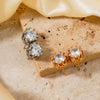 Fashionable Exquisite Gold Electroplated Titanium Steel Copper Earrings With Crown Pattern And Super Flash Zircon
