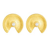 Fashionable Fanshaped Pearl Stainless Steel Goldplated Earrings For Women