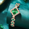 Fashionable Fourleaf Clover Women's Metal Bracelet Quartz Watch With Flower Shape Dial