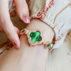 Fashionable Fourleaf Clover Women's Metal Bracelet Quartz Watch With Flower Shape Dial