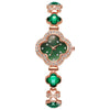 Fashionable Fresh Style Women's Alloy And Stainless Steel Rhinestone Fourleaf Clover Bracelet Watch