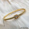 Fashionable Geometric Copper And Zircon Open Bangle Bracelet With Elegant Plated Finish For Decorative Accessory Styling